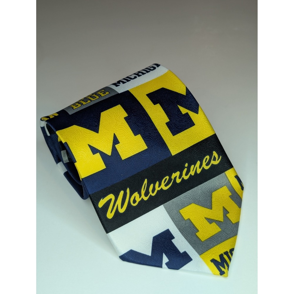 Ralph Marlin University of Michigan Wolverines Tie 2003 Go Blue Block Navy Maize